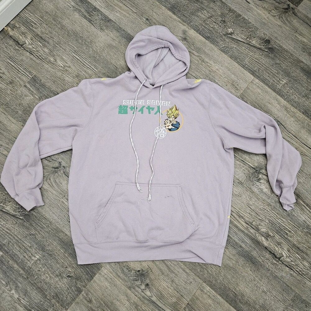 Dragon Ball Z Men Hoodie XL Pink Graphic Print Fleece Super Saiyan Goku Anime